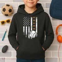 Baseball Coach American Flag Baseball Trainer Coaching Kids Hoodie thumb 2