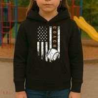 Baseball Coach American Flag Baseball Trainer Coaching Kids Hoodie thumb 3