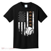 Baseball Coach American Flag Baseball Trainer Coaching Kids T-Shirt thumb 0