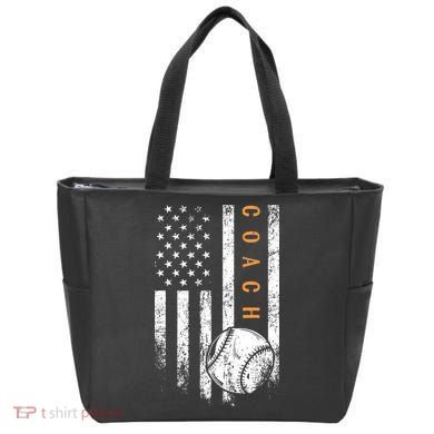 Baseball Coach American Flag Baseball Trainer Coaching Tote Bag