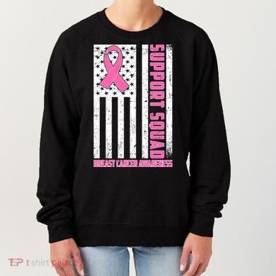 Breast Cancer Awareness Support Squad Distressed USA Flag Women's Sweatshirt