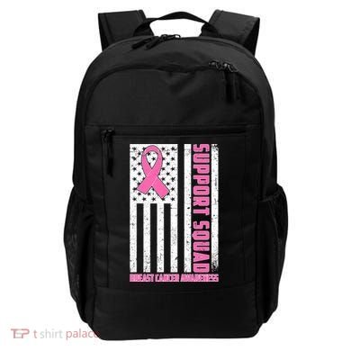 Breast Cancer Awareness Support Squad Distressed USA Flag Backpack