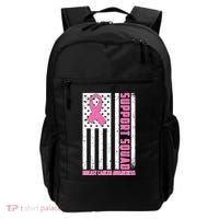 Breast Cancer Awareness Support Squad Distressed USA Flag Backpack thumb 0