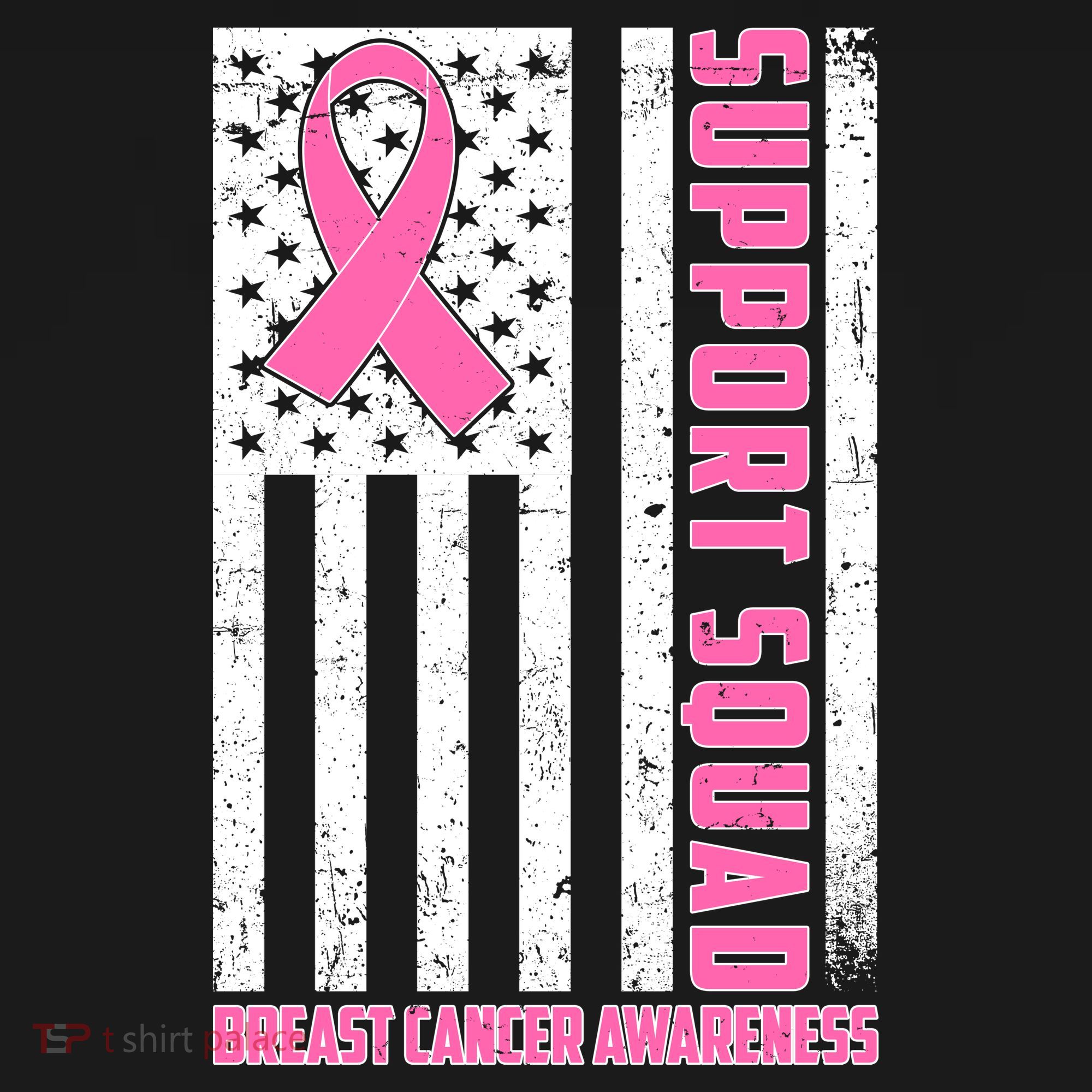 Breast Cancer Awareness Support Squad Distressed USA Flag Bucket Hat