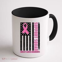 Breast Cancer Awareness Support Squad Distressed USA Flag Coffee Mug thumb 1