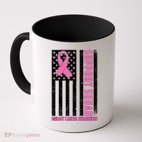 Breast Cancer Awareness Support Squad Distressed USA Flag Coffee Mug thumb 0