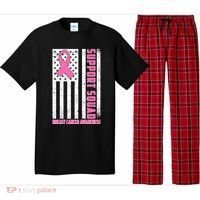 Breast Cancer Awareness Support Squad Distressed USA Flag Pajama Set thumb 0