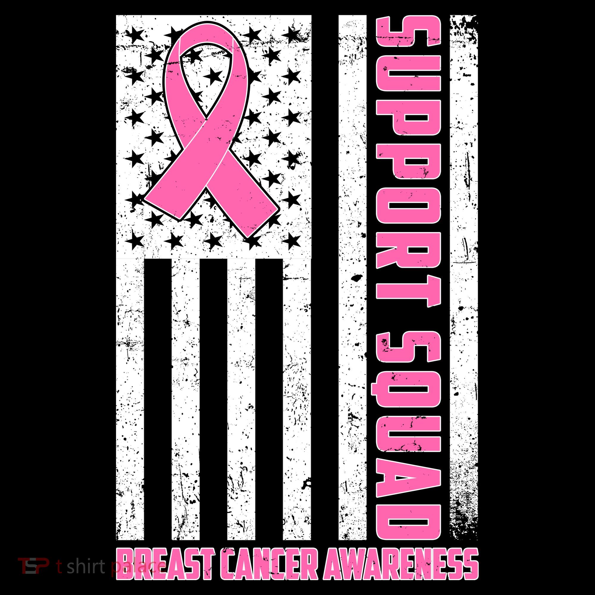 Breast Cancer Awareness Support Squad Distressed USA Flag Women's Hoodie