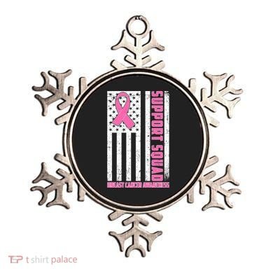 Breast Cancer Awareness Support Squad Distressed USA Flag Ornament