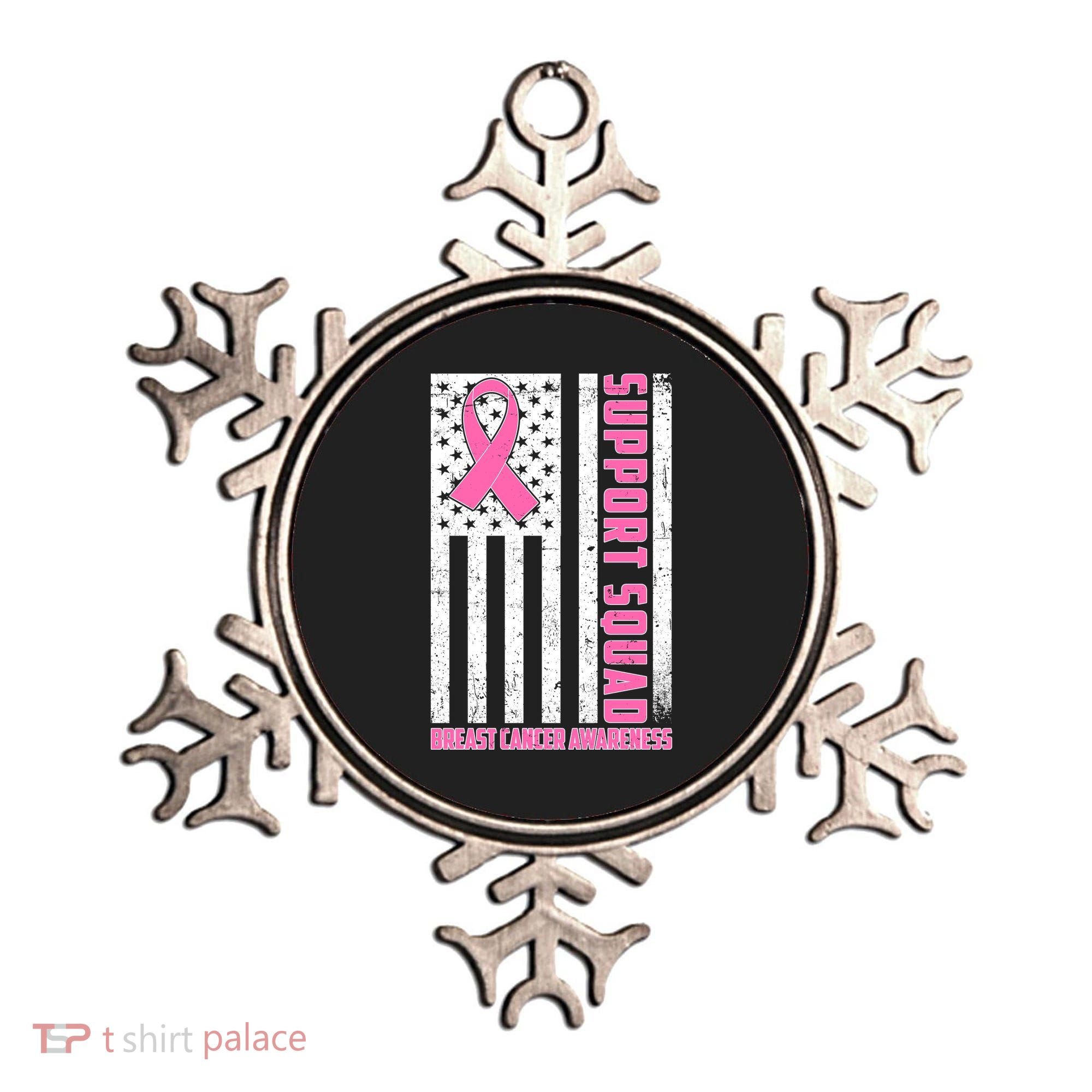 Breast Cancer Awareness Support Squad Distressed USA Flag Ornament