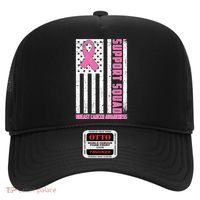Breast Cancer Awareness Support Squad Distressed USA Flag Hat thumb 0