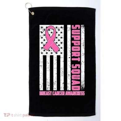 Breast Cancer Awareness Support Squad Distressed USA Flag Golf Towel
