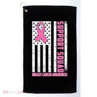 Breast Cancer Awareness Support Squad Distressed USA Flag Golf Towel thumb 0