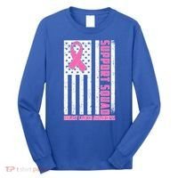 Breast Cancer Awareness Support Squad Distressed USA Flag Long Sleeve Shirt thumb 0