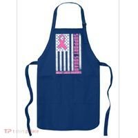 Breast Cancer Awareness Support Squad Distressed USA Flag Apron thumb 0