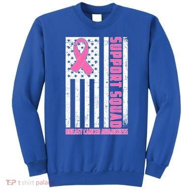 Breast Cancer Awareness Support Squad Distressed USA Flag Sweatshirt