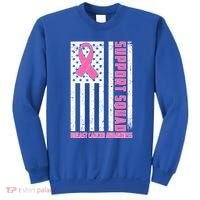 Breast Cancer Awareness Support Squad Distressed USA Flag Sweatshirt thumb 0