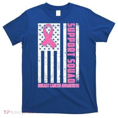 Breast Cancer Awareness Support Squad Distressed USA Flag T-Shirt