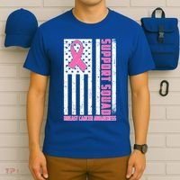 Breast Cancer Awareness Support Squad Distressed USA Flag T-Shirt thumb 6