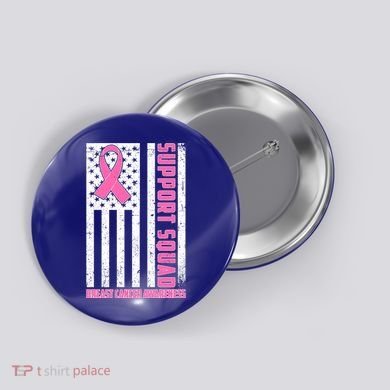 Breast Cancer Awareness Support Squad Distressed USA Flag Button
