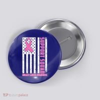 Breast Cancer Awareness Support Squad Distressed USA Flag Button thumb 0