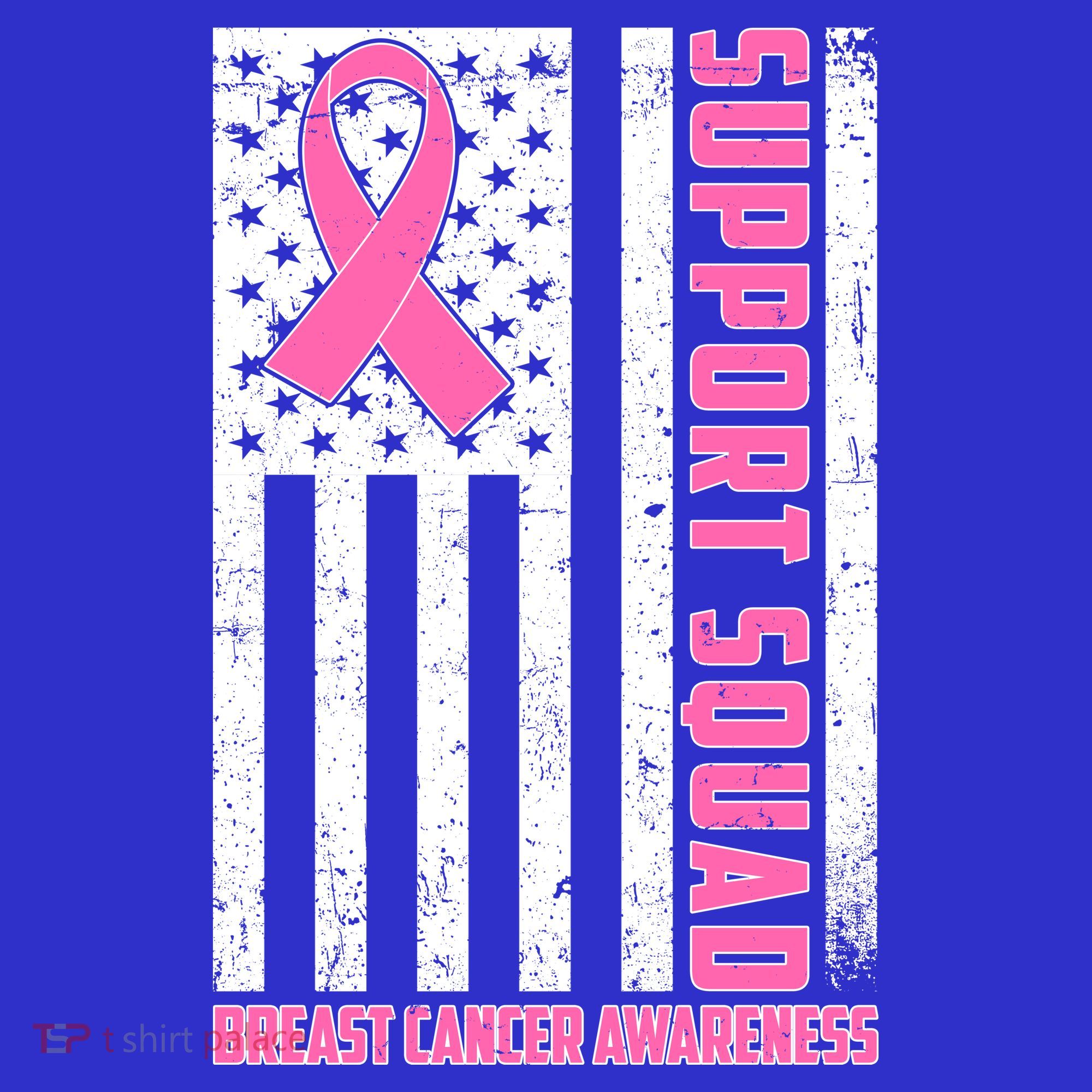 Breast Cancer Awareness Support Squad Distressed USA Flag Polo