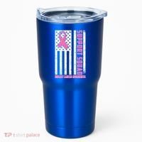 Breast Cancer Awareness Support Squad Distressed USA Flag Tumbler thumb 0