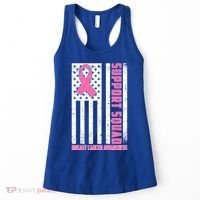 Breast Cancer Awareness Support Squad Distressed USA Flag Women's Tank Top thumb 0
