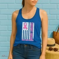 Breast Cancer Awareness Support Squad Distressed USA Flag Women's Tank Top thumb 2