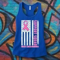 Breast Cancer Awareness Support Squad Distressed USA Flag Women's Tank Top thumb 3