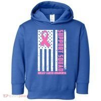 Breast Cancer Awareness Support Squad Distressed USA Flag Toddler Hoodie thumb 0