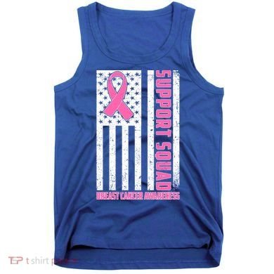 Breast Cancer Awareness Support Squad Distressed USA Flag Tank Top