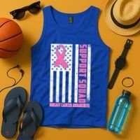Breast Cancer Awareness Support Squad Distressed USA Flag Tank Top thumb 4