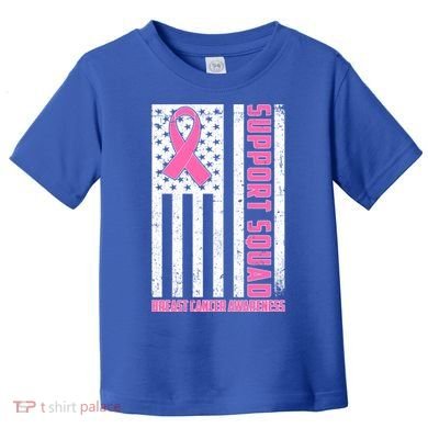 Breast Cancer Awareness Support Squad Distressed USA Flag Toddler T-Shirt