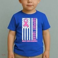 Breast Cancer Awareness Support Squad Distressed USA Flag Toddler T-Shirt thumb 2