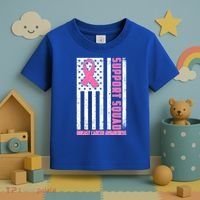 Breast Cancer Awareness Support Squad Distressed USA Flag Toddler T-Shirt thumb 3