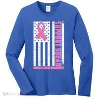 Breast Cancer Awareness Support Squad Distressed USA Flag Women's Long Sleeve Shirt thumb 0