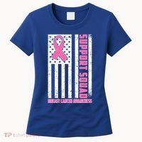 Breast Cancer Awareness Support Squad Distressed USA Flag Women's T-Shirt thumb 0