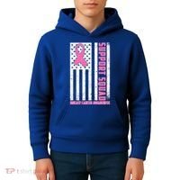 Breast Cancer Awareness Support Squad Distressed USA Flag Kids Hoodie thumb 4