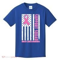 Breast Cancer Awareness Support Squad Distressed USA Flag Kids T-Shirt thumb 0