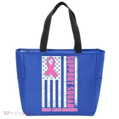 Breast Cancer Awareness Support Squad Distressed USA Flag Tote Bag