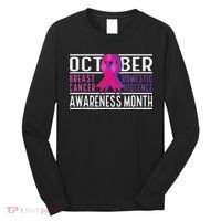 Breast Cancer And Domestic Violence Awareness Month Long Sleeve Shirt thumb 0