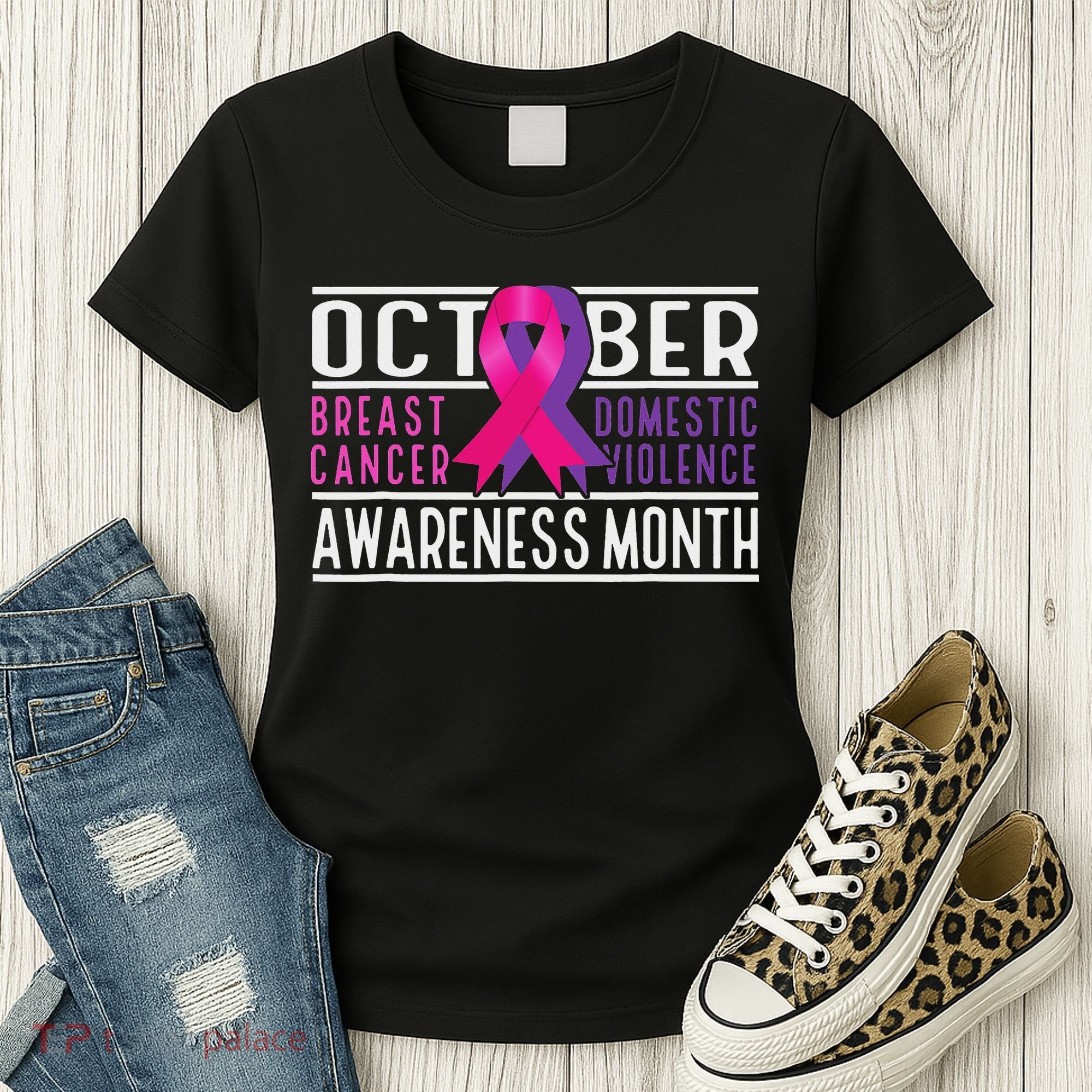 Breast Cancer And Domestic Violence Awareness Month Women's T-Shirt