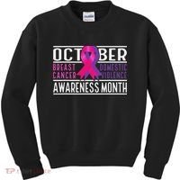 Breast Cancer And Domestic Violence Awareness Month Kids Sweatshirt thumb 0
