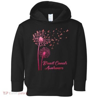 Breast Cancer Awareness Dandelion Pink Ribbon Toddler Hoodie