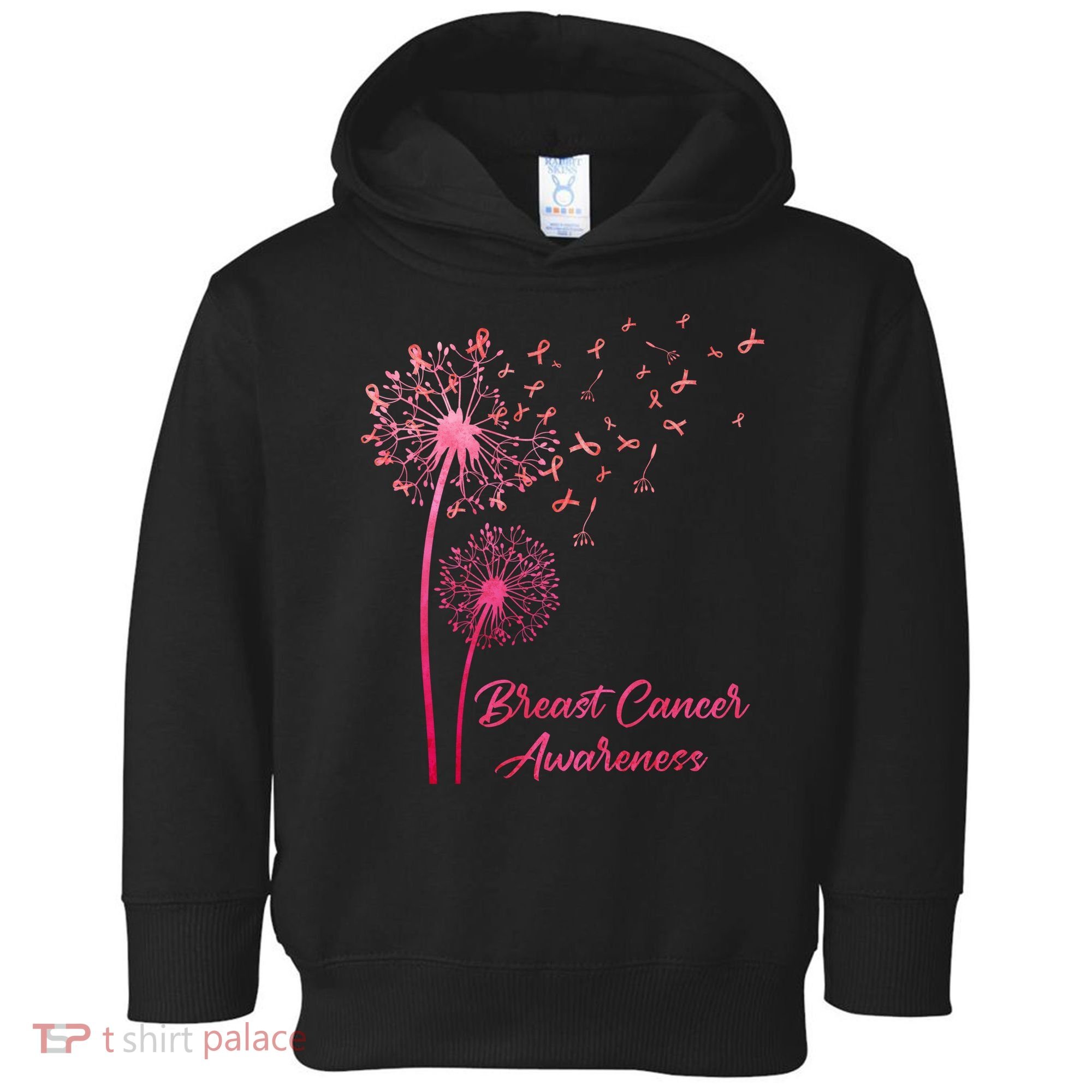 Breast Cancer Awareness Dandelion Pink Ribbon Toddler Hoodie