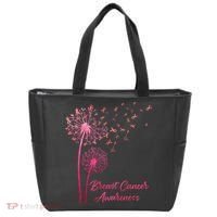 Breast Cancer Awareness Dandelion Pink Ribbon Tote Bag thumb 0