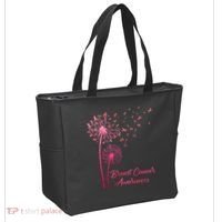 Breast Cancer Awareness Dandelion Pink Ribbon Tote Bag thumb 2