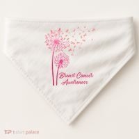 Breast Cancer Awareness Dandelion Pink Ribbon USA-Made Doggie Bandana thumb 0