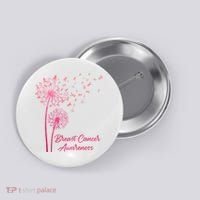 Breast Cancer Awareness Dandelion Pink Ribbon Button thumb 0